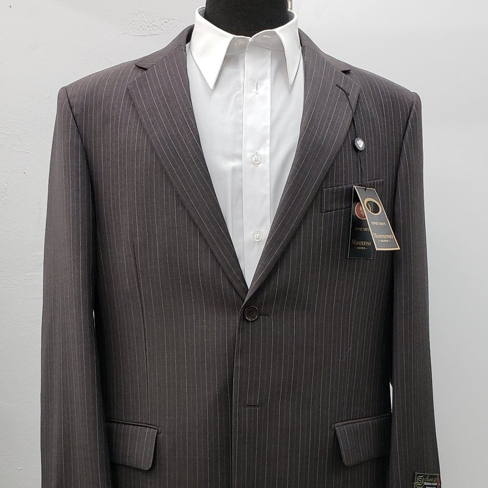 Montefino Super 120's Brown Striped Suit